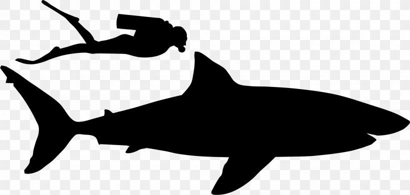 Shark Clip Art Fauna Silhouette Marine Mammal, PNG, 2000x953px, Shark, Black M, Blackandwhite, Bottlenose Dolphin, Carcharhiniformes Download Free