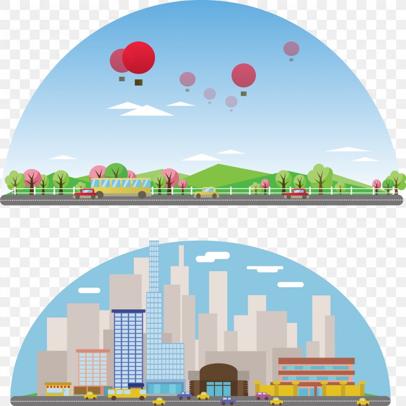 Cartoon Photography Royalty-free Illustration, PNG, 2099x2099px, Cartoon, Balloon, City, Daytime, Drawing Download Free