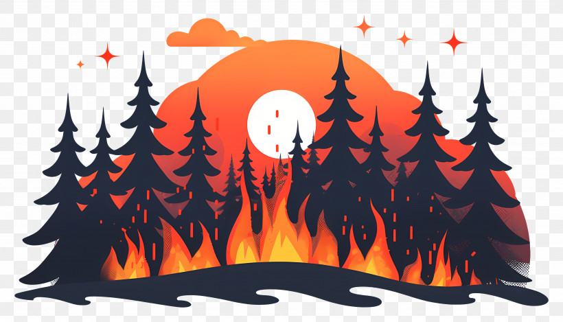 Fire Disaster - Forest Fire At Sunset PNG