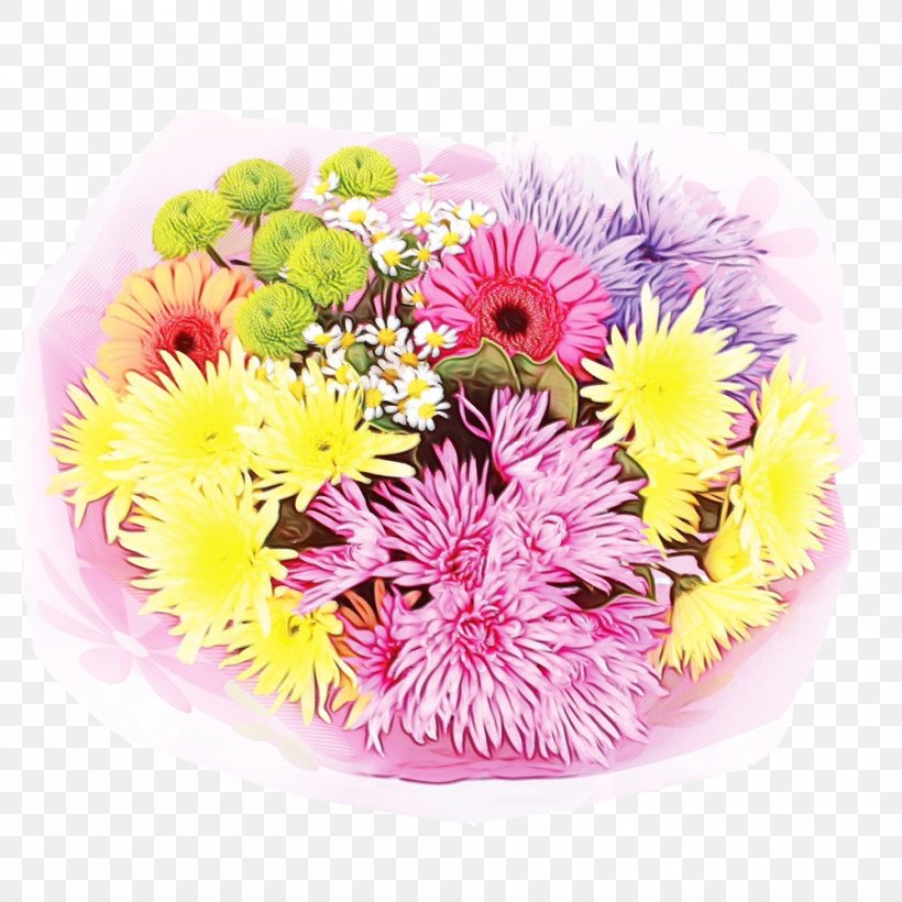 Watercolor Flower Background, PNG, 1000x1000px, Watercolor, Artificial Flower, Aster, Bouquet, Chrysanthemum Download Free