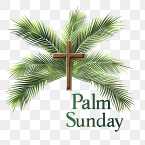 Palm Sunday - Palm Sunday Cross With Green Palm Fronds PNG