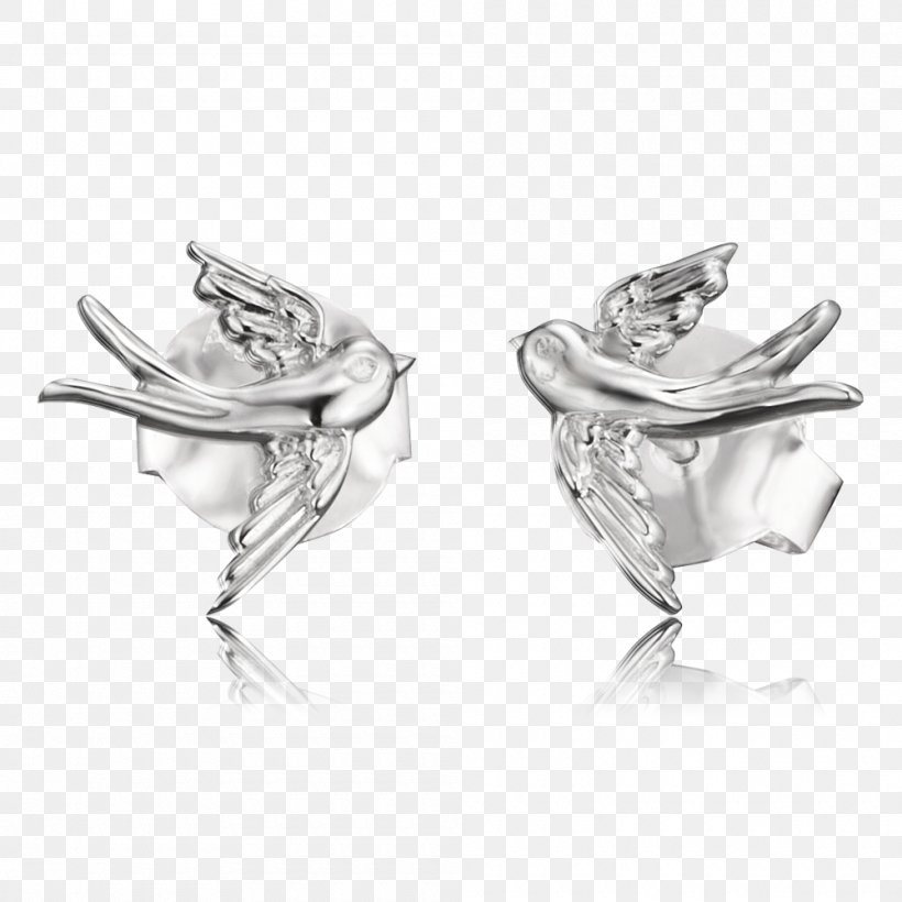Earring Swallow Body Jewellery Silver, PNG, 1000x1000px, Earring, Black And White, Body Jewellery, Body Jewelry, Diamond Download Free