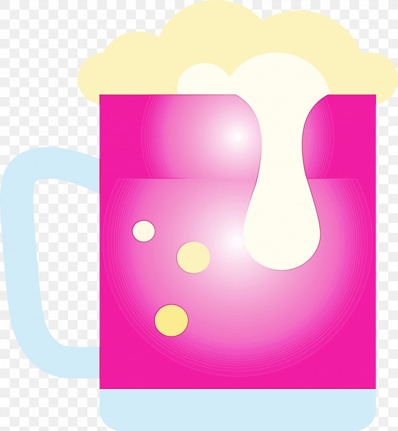 Pink Drinkware Mug Material Property Magenta, PNG, 2767x3000px, Beer, Drinkware, Magenta, Material Property, Mug Download Free