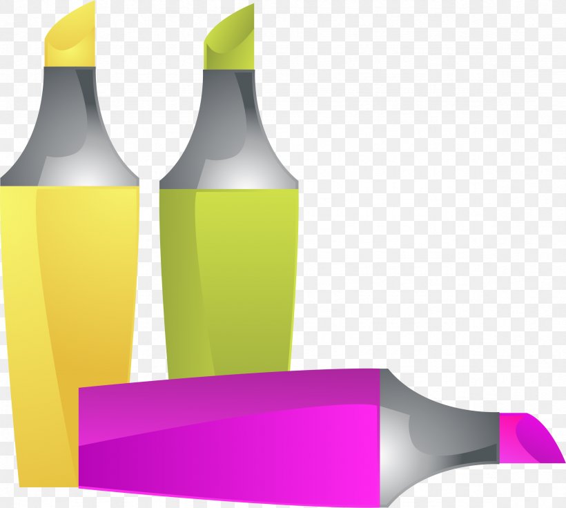 Highlighter Marker Pen Clip Art, PNG, 2354x2114px, Highlighter, Bottle, Drinkware, Glass Bottle, Magenta Download Free