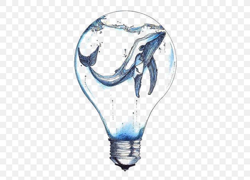 Incandescent Light Bulb Whale Drawing Tattoo, PNG, 540x591px, Light, Abziehtattoo, Art, Blue Whale, Color Download Free