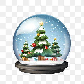 Christmas Snow Ball - Christmas Snow Globe With Trees And Gifts PNG