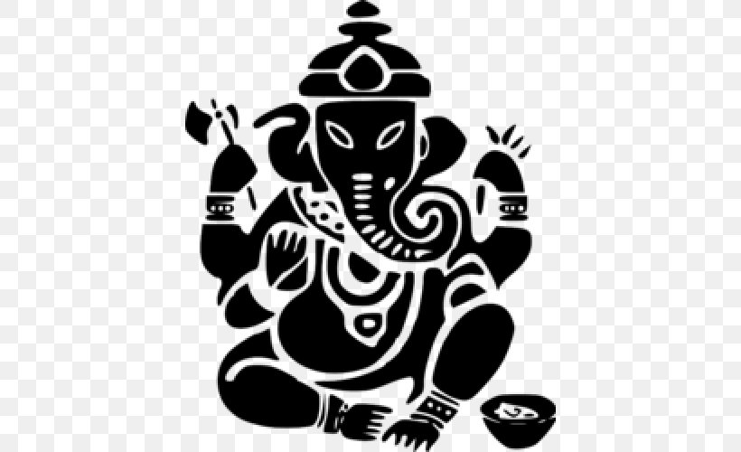 Ganesha Wall Decal Sticker Hinduism, PNG, 500x500px, Ganesha, Art, Black And White, Buddhism, Creator In Buddhism Download Free