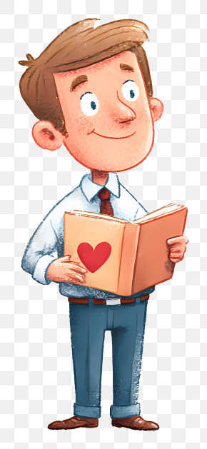 Boy Reading Love Book PNG