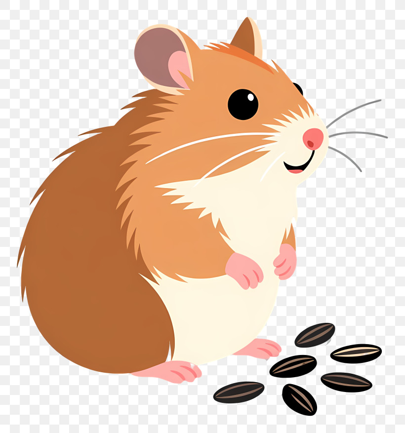 Cute Brown Hamster With Seeds PNG