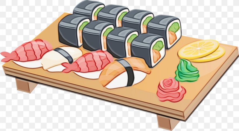 Sushi, PNG, 1024x560px, Watercolor, Cuisine, Food, Japanese Cuisine, Paint Download Free