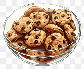 Chocolate Chip Cookies - Bowl Of Chocolate Chip Cookies Illustration PNG