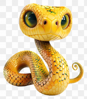 Cute Snake - Cute Snake With Big Eyes In Cartoon Style PNG