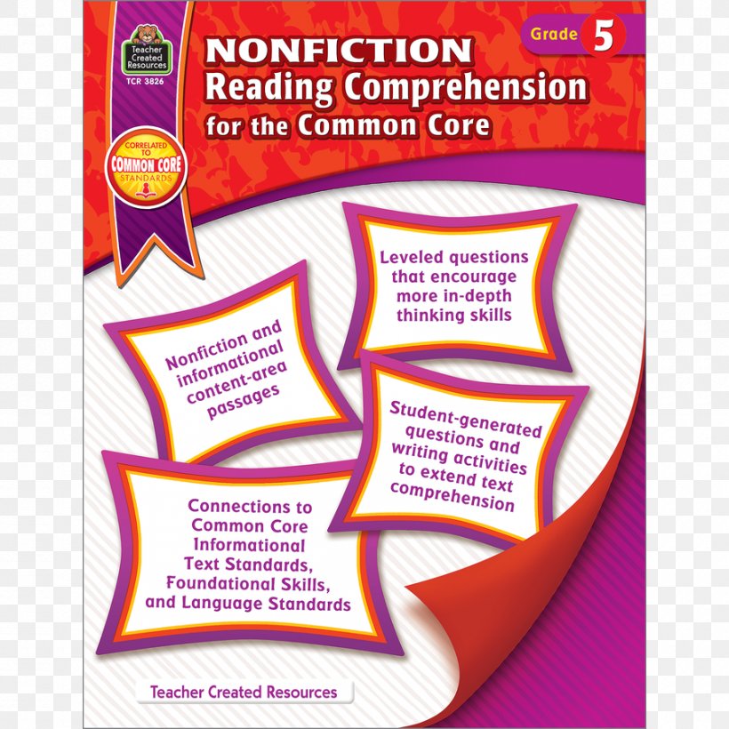 Nonfiction Reading Comprehension For The Common Core: Grade 5 Instant Reading Comprehension Practice Grade 5, PNG, 900x900px, Reading Comprehension, Fifth Grade, Reading, Teacher, Text Download Free
