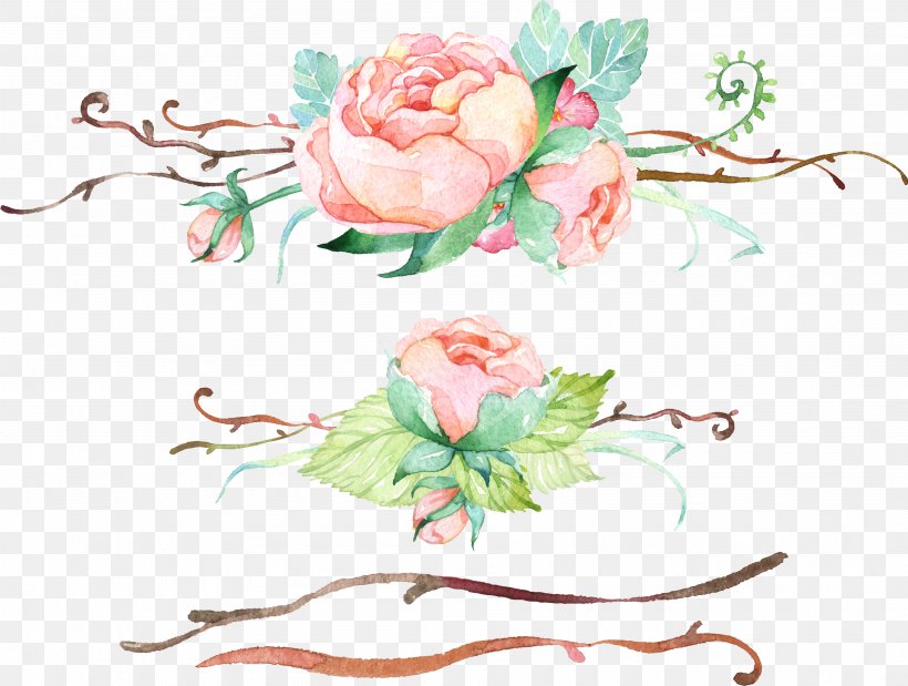 Garden Roses Floral Design Pink Flower Clip Art, PNG, 3595x2718px, Garden Roses, Art, Artwork, Branch, Color Download Free