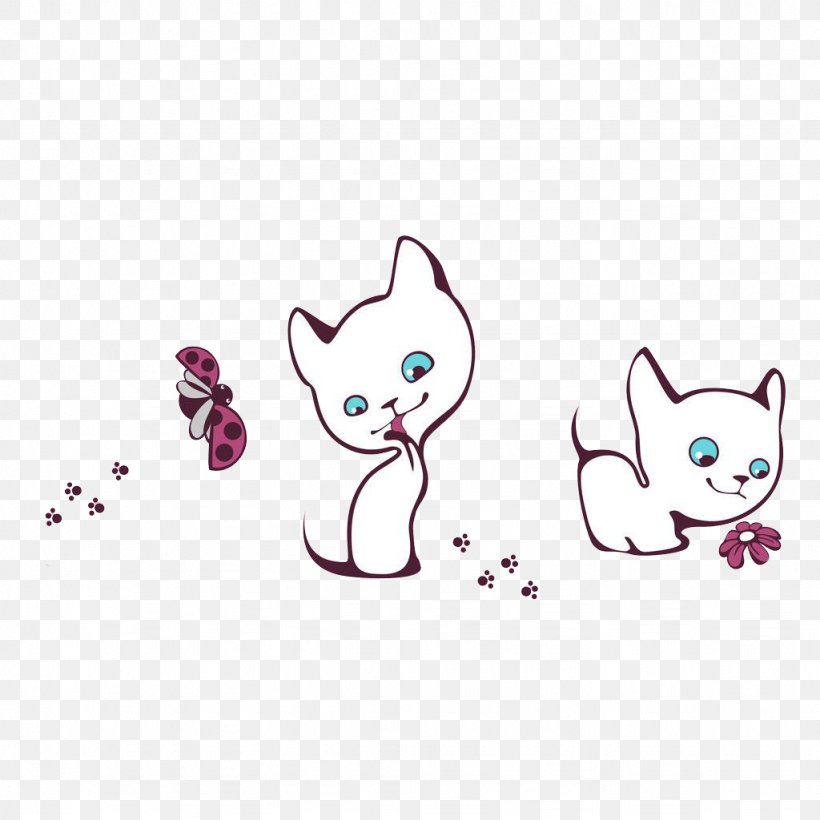 Cat Kitten Dog Cuteness, PNG, 1024x1024px, Watercolor, Cartoon, Flower, Frame, Heart Download Free