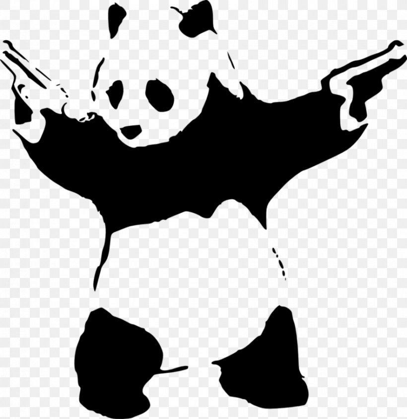 Giant Panda Firearm Stencil Street Art Graffiti, PNG, 881x907px, Giant Panda, Art, Artist, Artwork, Banksy Download Free