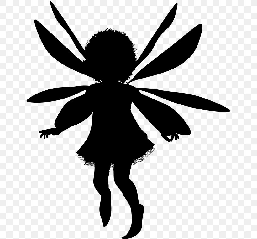 Silhouette Fairy Drawing Clip Art, PNG, 652x764px, Silhouette, Black And White, Cartoon, Character, Drawing Download Free