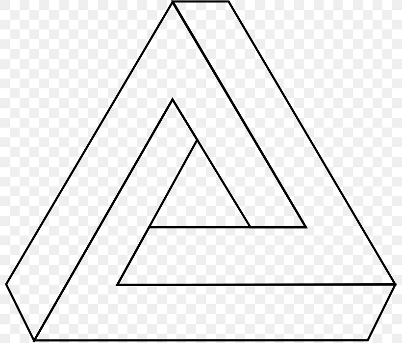 Penrose Triangle Geometry, PNG, 800x699px, Penrose Triangle, Area, Black, Black And White, Cube Download Free