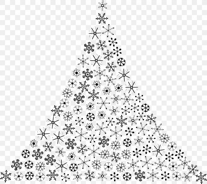 Snowflake Christmas Tree Clip Art, PNG, 2282x2038px, Snowflake, Area, Black And White, Christmas, Christmas Decoration Download Free