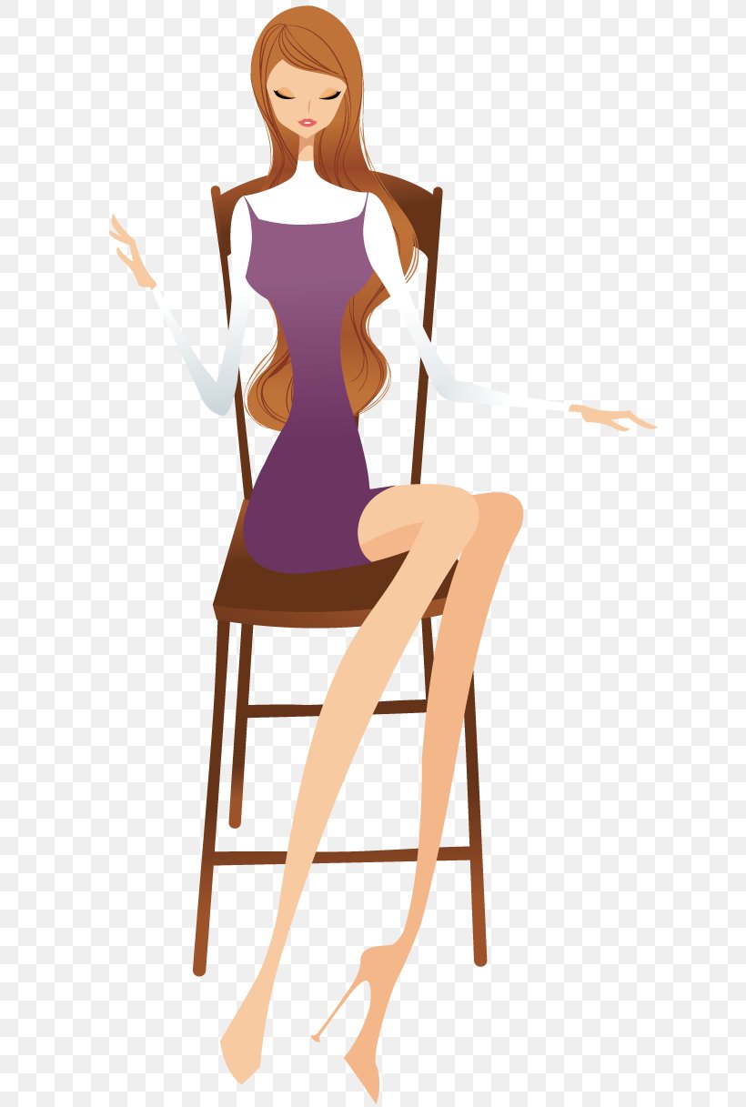 Woman Sitting Stool, PNG, 707x1217px, Watercolor, Cartoon, Flower, Frame, Heart Download Free