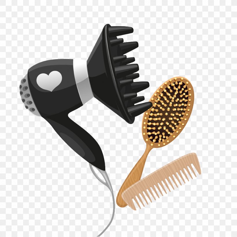 Comb Hair Dryer Diffuser Illustration, PNG, 1000x1000px, Comb, Barbershop, Brush, Can Stock Photo, Diffuser Download Free