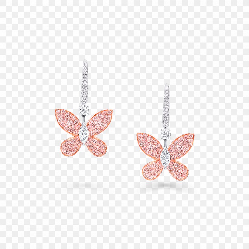 Earring Butterfly Graff Diamonds Graff Pink, PNG, 2000x2000px, Earring, Body Jewellery, Body Jewelry, Butterfly, Diamond Download Free