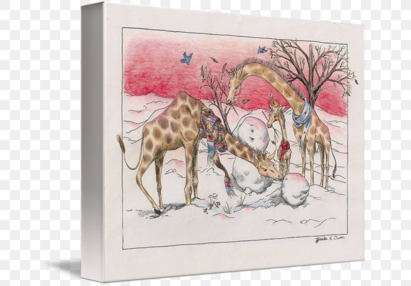 Giraffe Drawing Work Of Art Painting, PNG, 650x572px, Giraffe, Art, Artist, Canvas, Colored Pencil Download Free