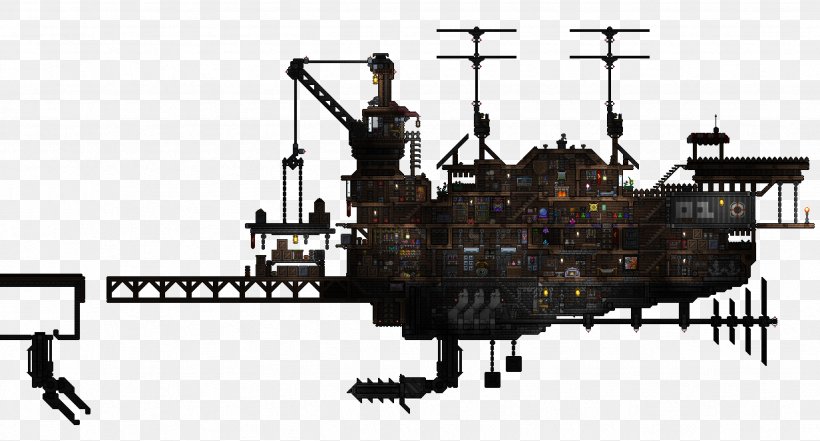 Terraria Minecraft Video Game Steampunk Non-player Character, PNG, 2464x1328px, Terraria, Air Pirate, Airship, Game, Machine Download Free