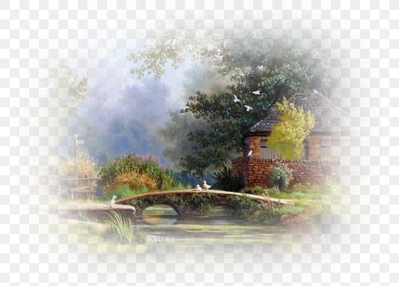 Watercolor Painting Water Resources Desktop Wallpaper, PNG, 750x587px, Watercolor Painting, Computer, Fog, Landscape, Mist Download Free
