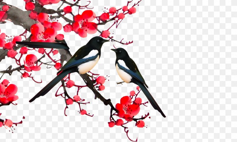 Eurasian Magpie, PNG, 1000x600px, Eurasian Magpie, Art, Beak, Bird, Blossom Download Free