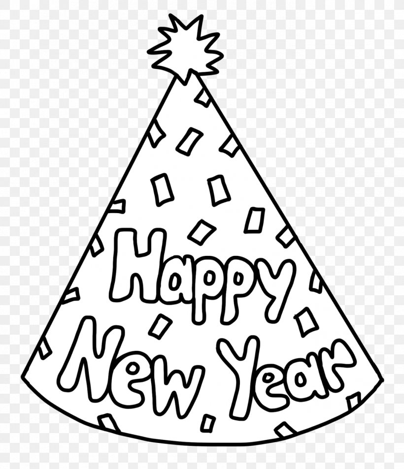New Year's Day New Year's Eve Party Hat Coloring Book, PNG, 1376x1600px, New Year S Eve, Area, Baby New Year, Birthday, Black And White Download Free