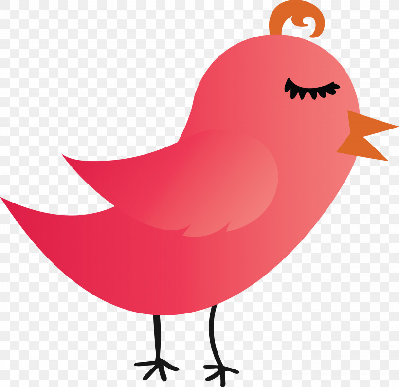 Bird Pink Beak Perching Bird, PNG, 3000x2910px, Cartoon Bird, Beak, Bird, Cute Bird, Perching Bird Download Free