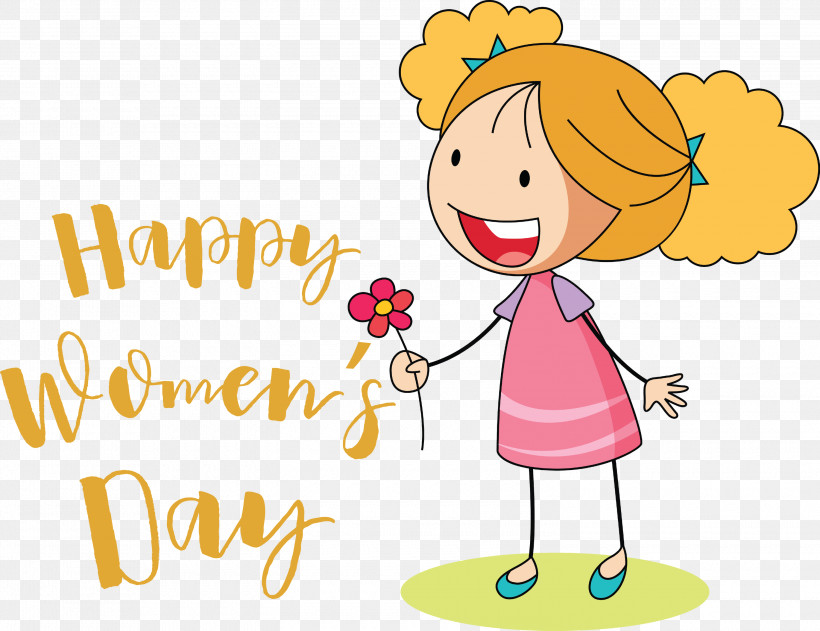 Happy Womens Day Womens Day, PNG, 3000x2309px, Happy Womens Day, Behavior, Cartoon, Flower, Happiness Download Free