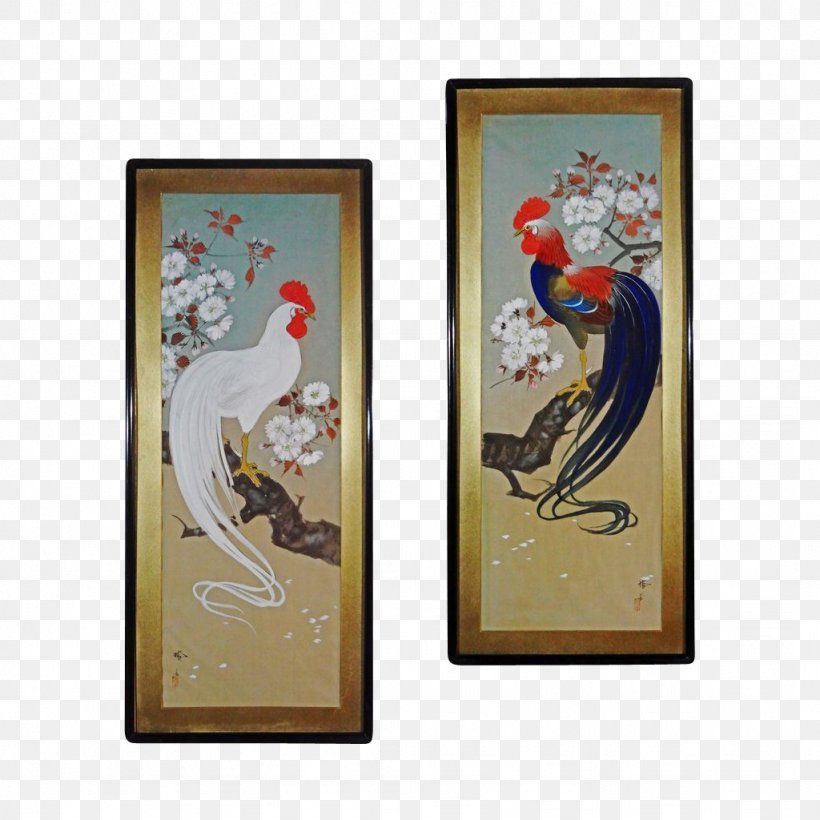 Painting Rooster Signed Japanese Art, PNG, 1024x1024px, Painting, Art, Hen, Japanese, Japanese Art Download Free