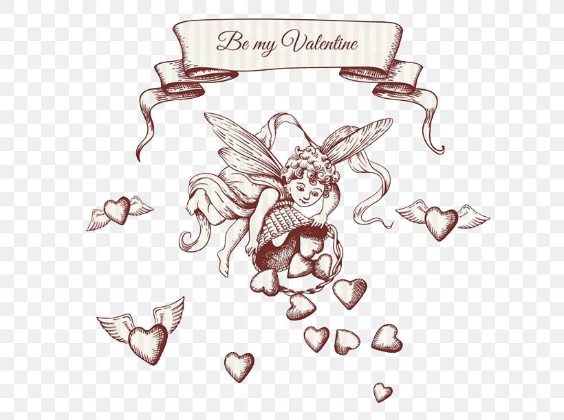 Cupid Drawing Illustration, PNG, 650x612px, Watercolor, Cartoon, Flower, Frame, Heart Download Free