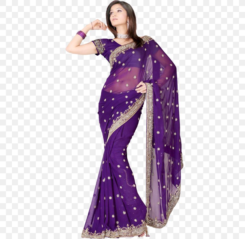 Wedding Sari Georgette Clothing Purple, PNG, 428x800px, Sari, Blouse, Choli, Clothing, Clothing In India Download Free