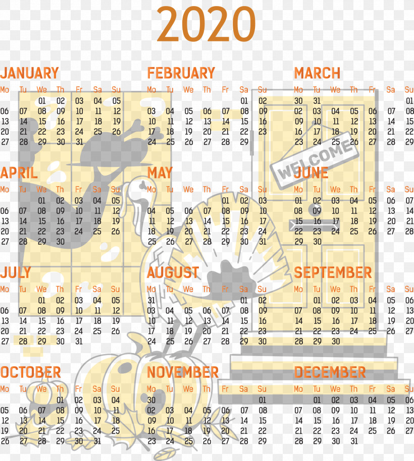 2020 Yearly Calendar Printable 2020 Yearly Calendar Template Full Year Calendar 2020, PNG, 2689x3000px, 2020 Yearly Calendar, Area, Biogas, Calendar System, Full Year Calendar 2020 Download Free