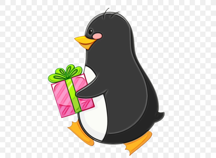 Penguin, PNG, 500x600px, Watercolor, Beak, Bird, Cartoon, Flightless Bird Download Free