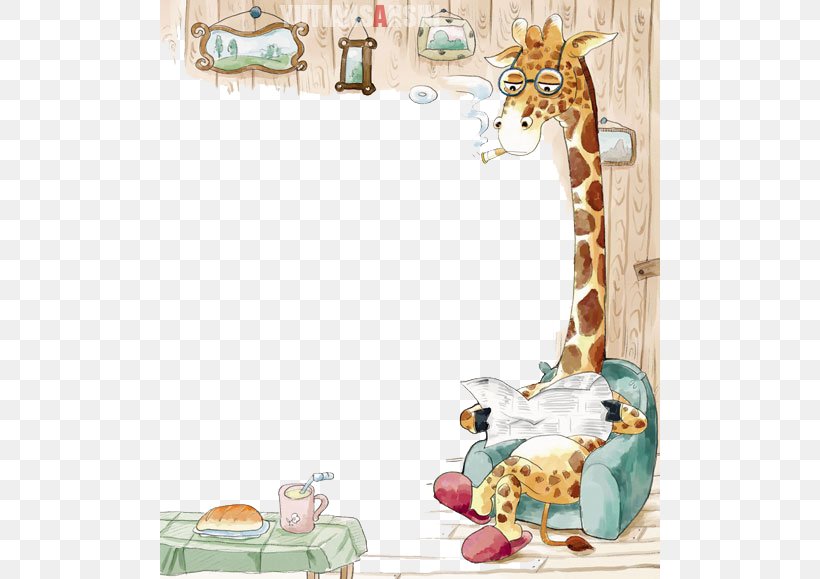 Giraffe Cartoon Illustration, PNG, 500x579px, Giraffe, Cartoon, Child, Comics, Flooring Download Free