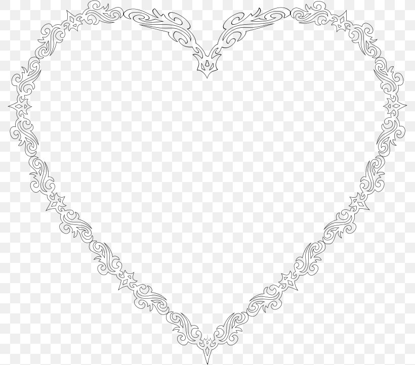 Heart Line Art Decorative Arts Ornament Clip Art, PNG, 790x722px, Heart, Black And White, Body Jewelry, Chain, Decorative Arts Download Free
