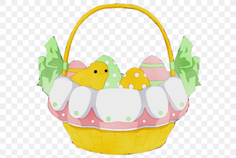 Yellow Easter Storage Basket Basket Gift Basket, PNG, 600x550px, Watercolor, Baking Cup, Basket, Easter, Gift Basket Download Free
