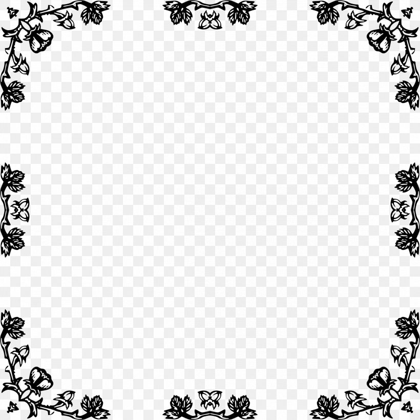 Black And White Picture Frames Rose Clip Art, PNG, 2332x2332px, Black And White, Area, Black, Black Rose, Border Download Free