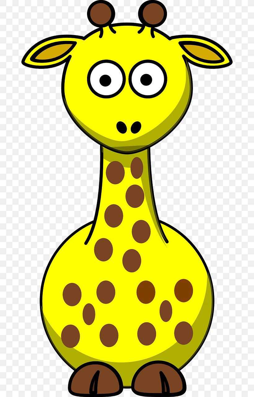 Giraffe Cartoon Clip Art, PNG, 682x1280px, Giraffe, Art, Black And White, Cartoon, Cuteness Download Free
