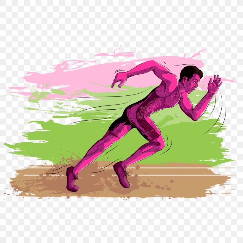 Watercolor Painting Running Illustration, PNG, 1000x1000px, Running, Art, Fictional Character, Footwear, Illustration Download Free