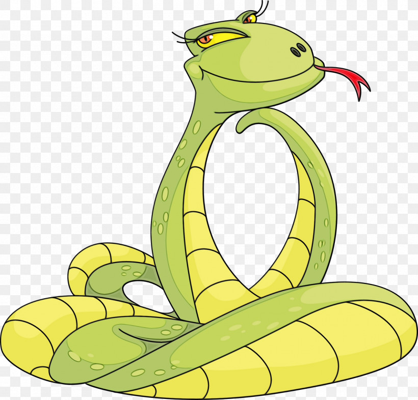 Mamba Cartoon Yellow Reptile Serpent, PNG, 1600x1534px, Watercolor, Cartoon, Elapidae, Mamba, Paint Download Free