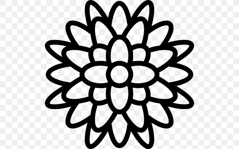 Flower Chrysanthemum Clip Art, PNG, 512x512px, Flower, Black And White, Chrysanthemum, Leaf, Monochrome Download Free