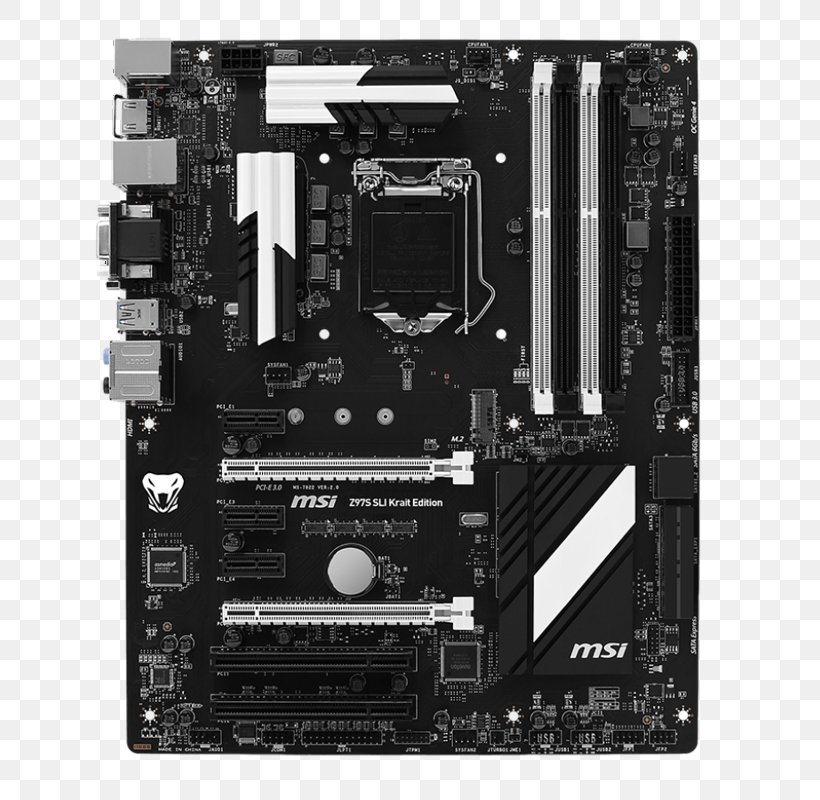 Motherboard Computer Cases & Housings Intel MSI Z97S SLI Krait, PNG, 800x800px, Motherboard, Amd Crossfirex, Atx, Black And White, Computer Accessory Download Free