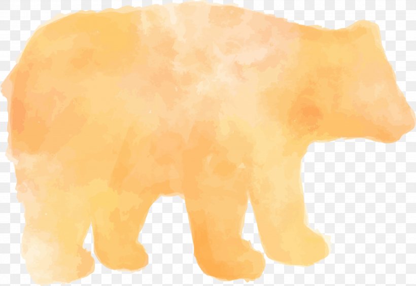 Polar Bear Pen Watercolor Painting, PNG, 3516x2422px, Polar Bear, Bear, Carnivoran, Mammal, Orange Download Free