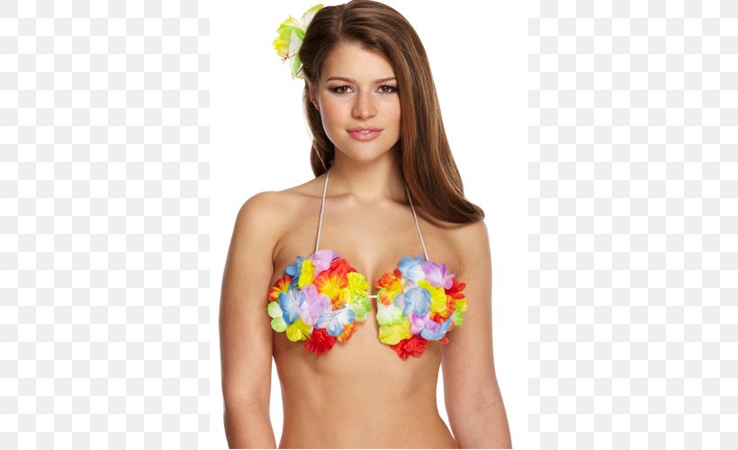 Hawaii Lei Costume Hula Bra, PNG, 500x500px, Watercolor, Cartoon, Flower, Frame, Heart Download Free