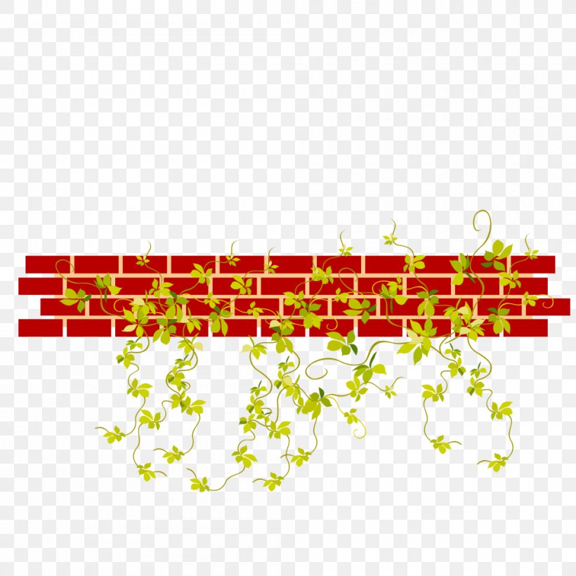 Brick Wall, PNG, 1000x1000px, Brick, Area, Border, Cartoon, Flowering Plant Download Free